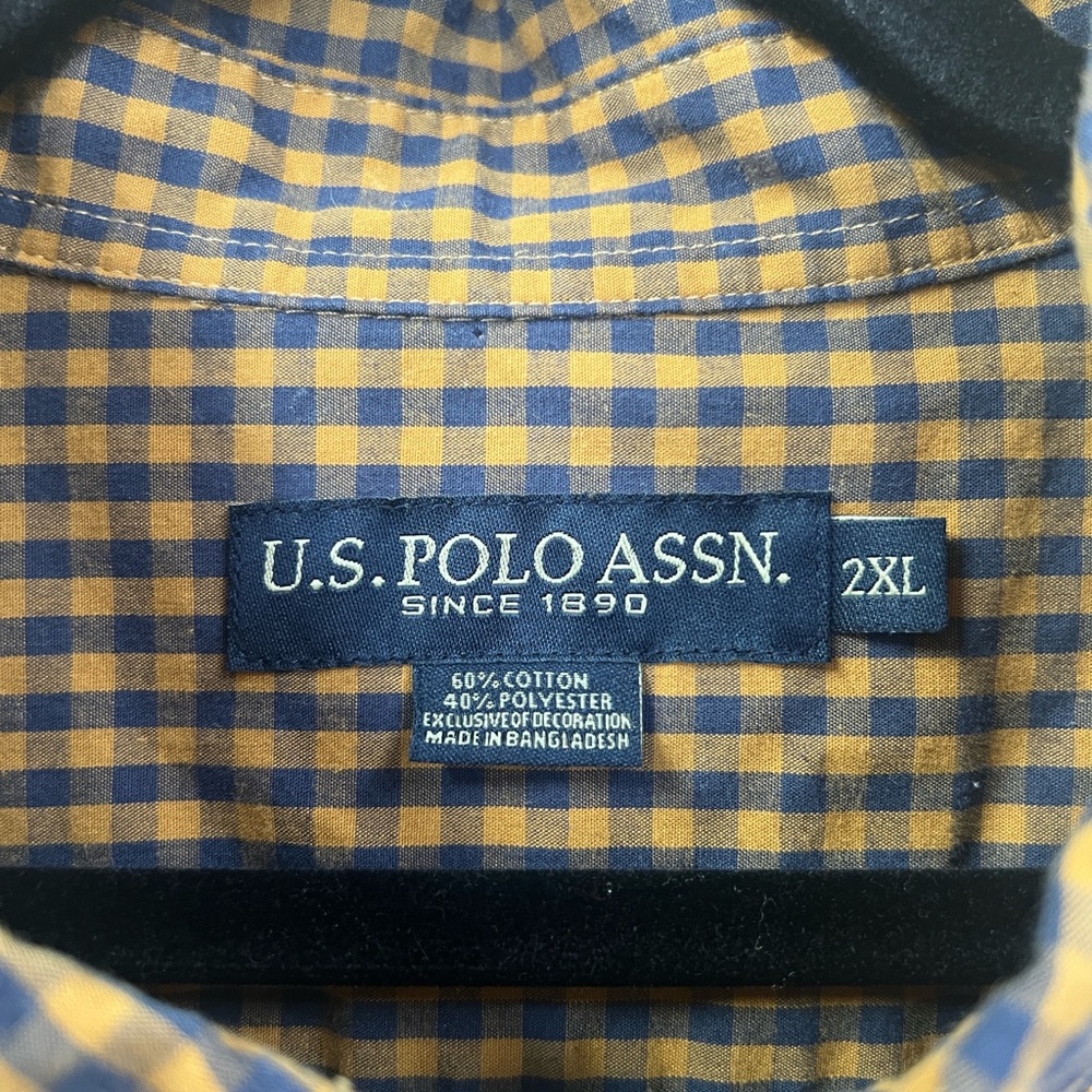 Free Shipping U.S. Polo Assn. Blue and Yellow Plaid Shirt